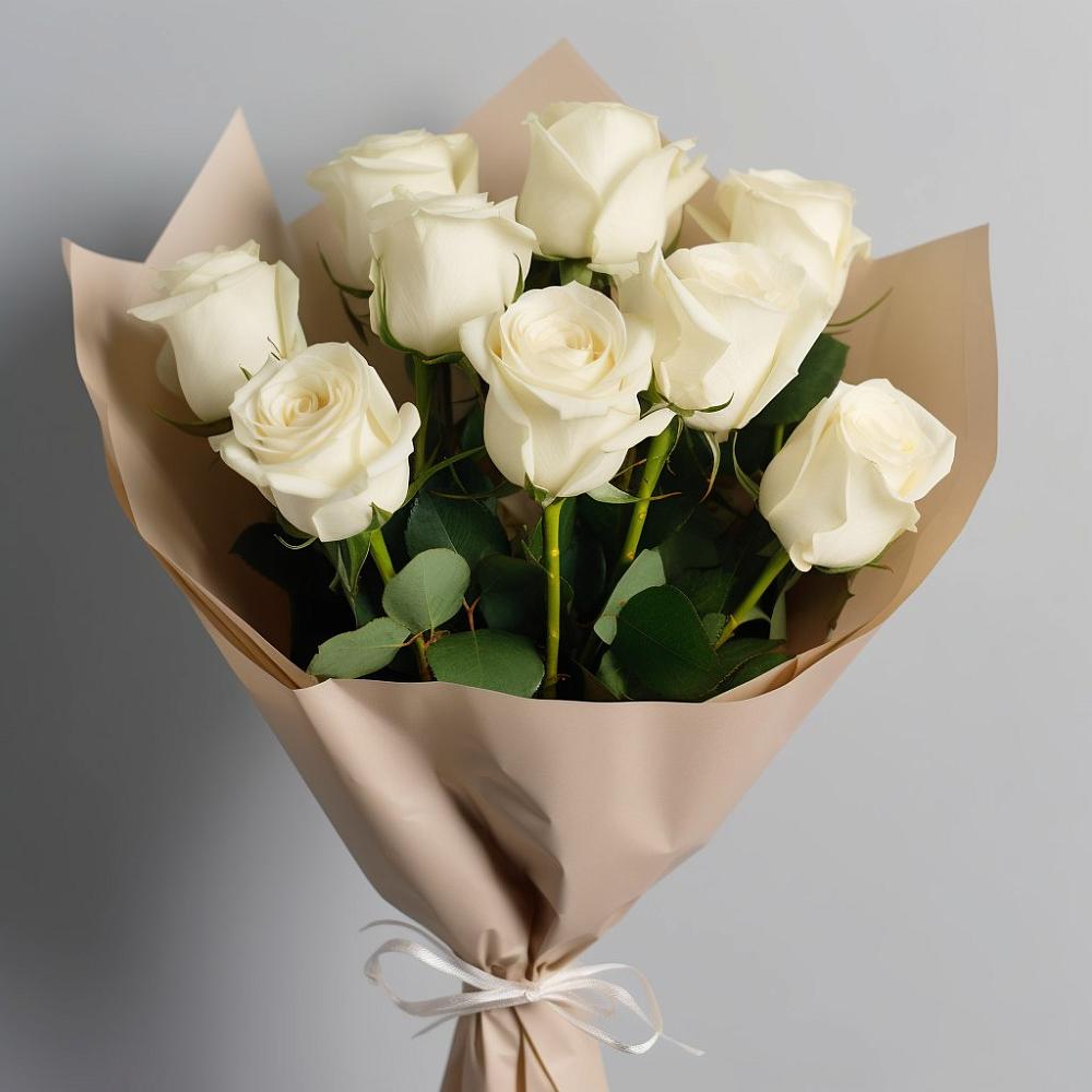 Букет 9 Белых роз Эдлесс Лав в Гурийской