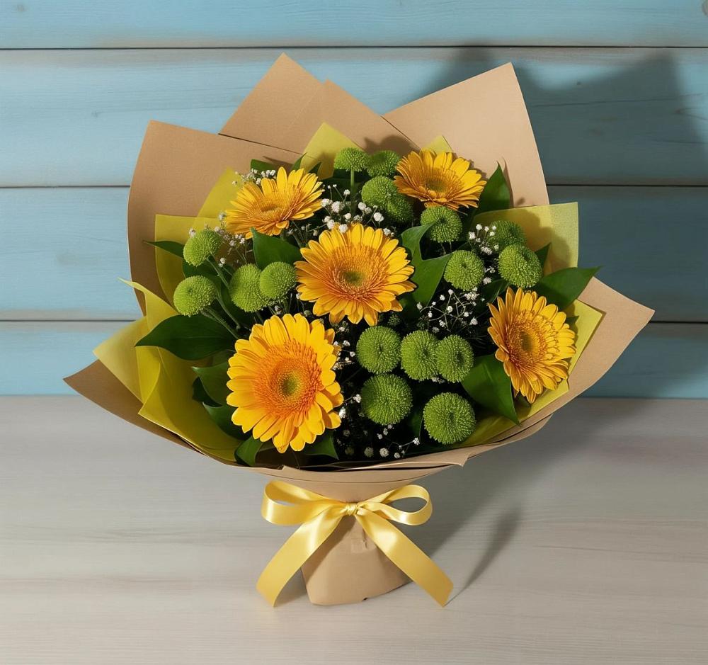 Букет цветов из: Герберы и Хризантемы в Гурийской