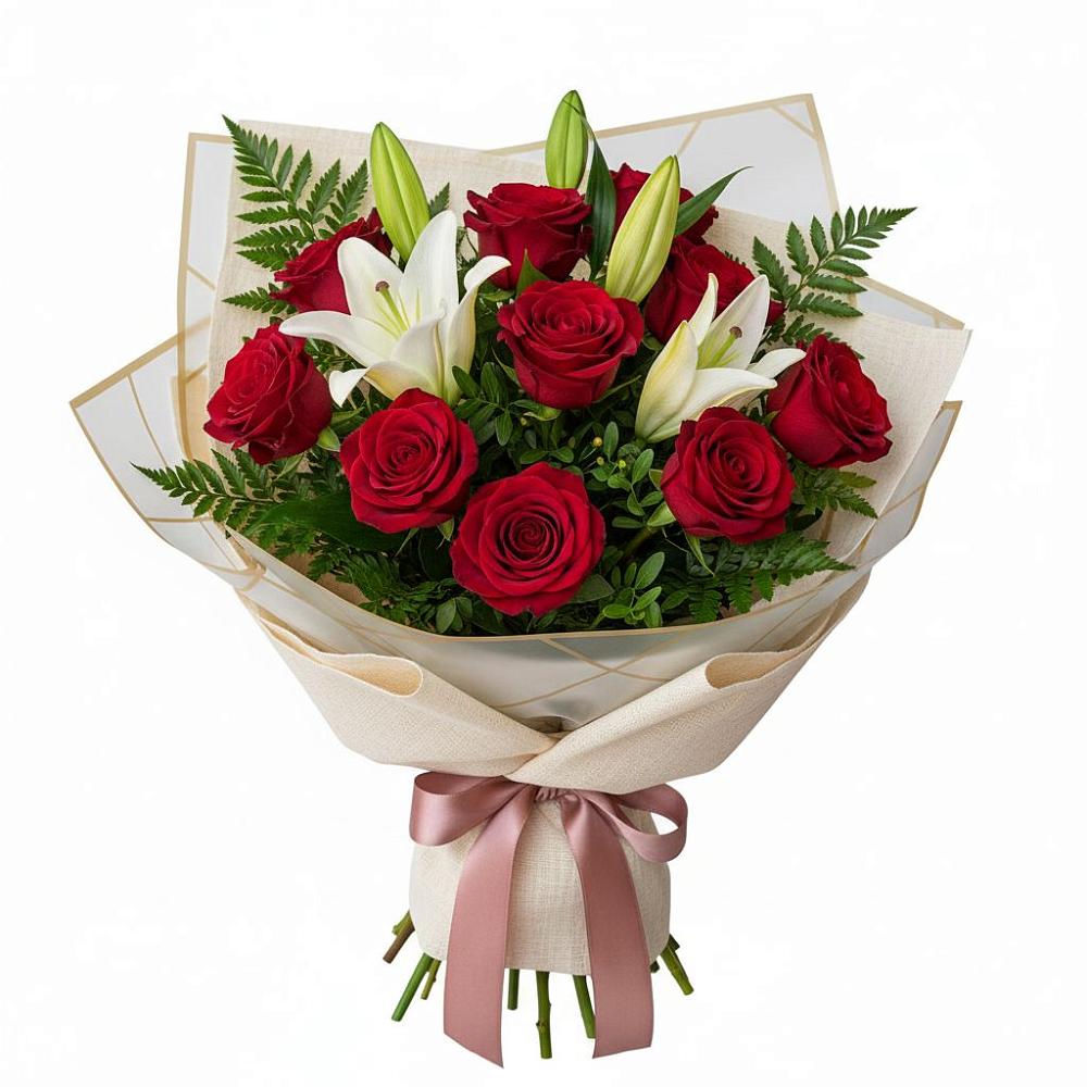 Букет цветов из: Лилии и Розы в Гурийской