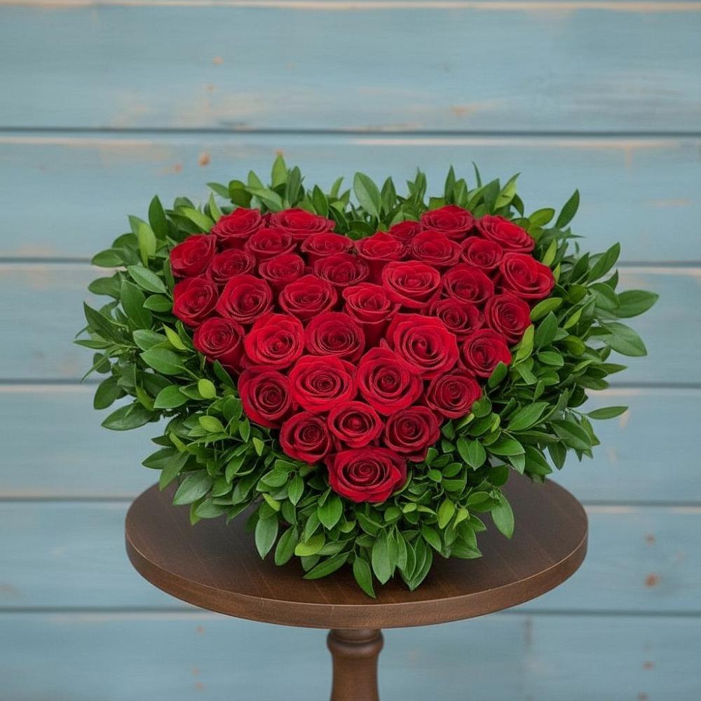 Цветочная композиция из Розы в виде сердца в Гурийской