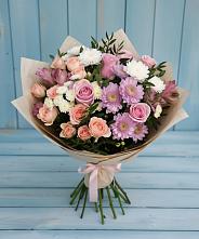 Букет цветов из:  Хризантемы, Розы и Альстромерии #REPLACE_PRED# Гурийской