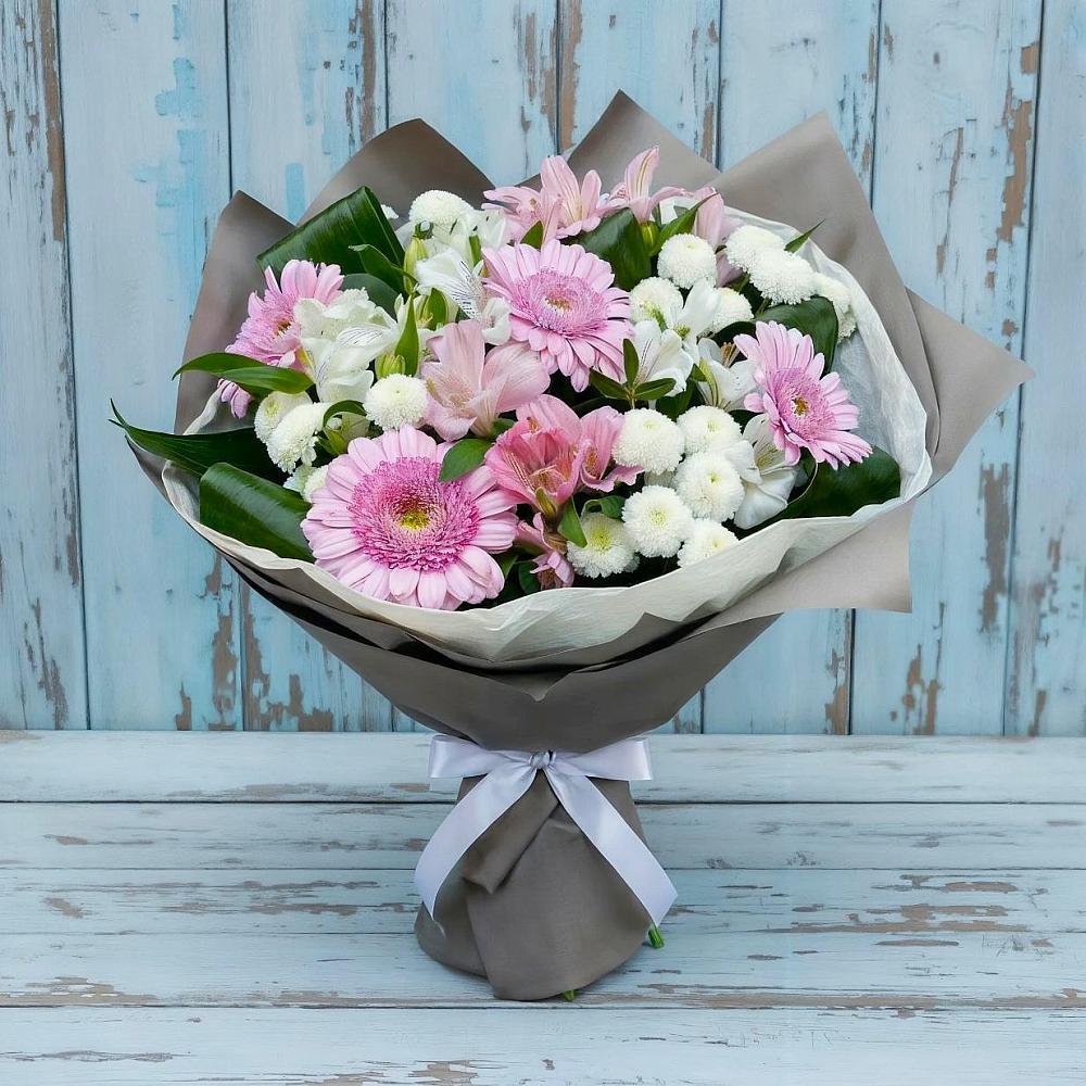 Букет цветов из: Герберы, Альстромерии и Хризантемы в Гурийской