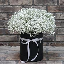 Цветочная композиция из Гипсофила в шляпной коробке в Гурийской